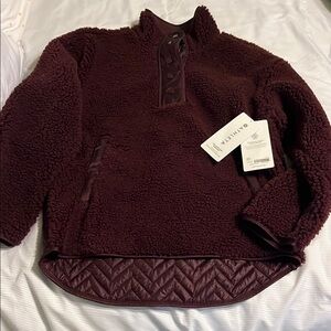 Athleta Burgundy Cozy Sherpa Snap Sweatshirt